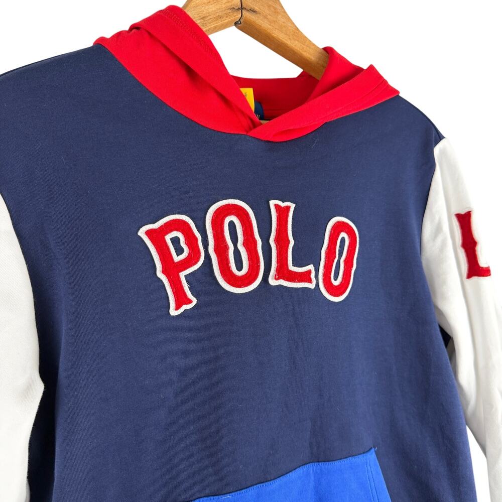 Kids polo Ralph Lauren baseball hoodie size L red white blue